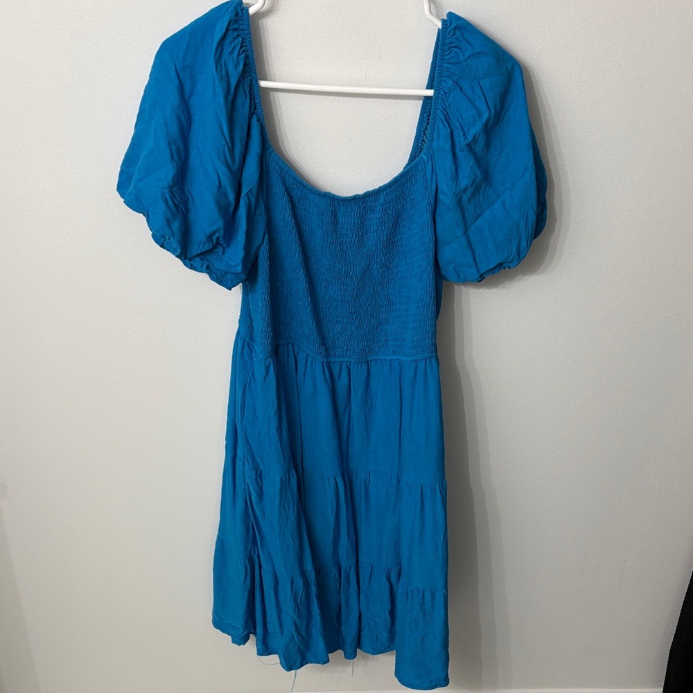 Zesica Blue Puff Sleeve Dress